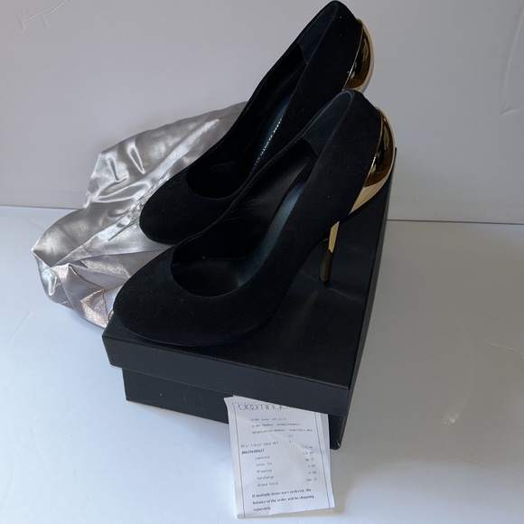 Giuseppe Zanotti Design Black Suede/Gold Metal Heel